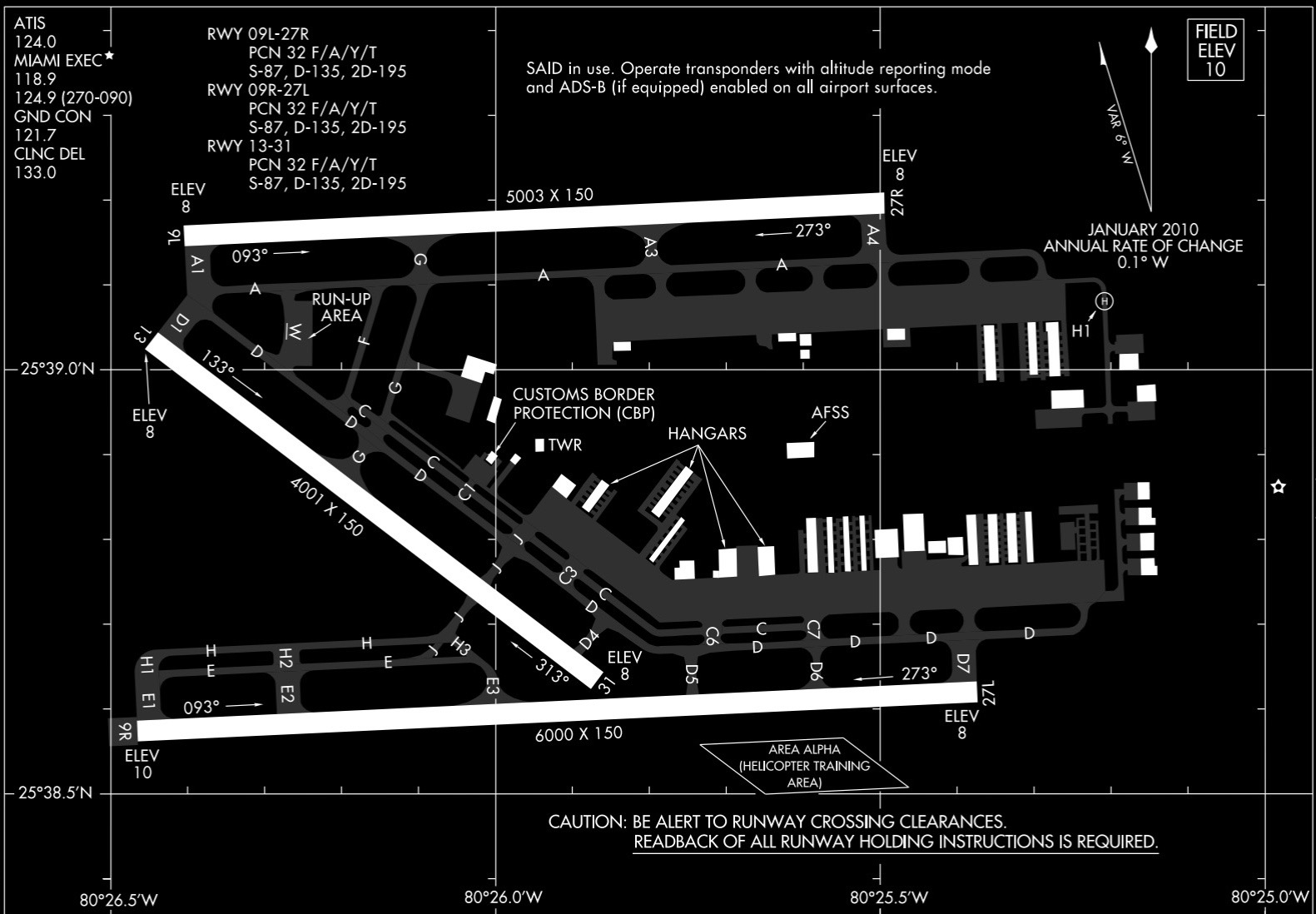 Official FAA airport diagram for Miami Executive Airport (KTMB)